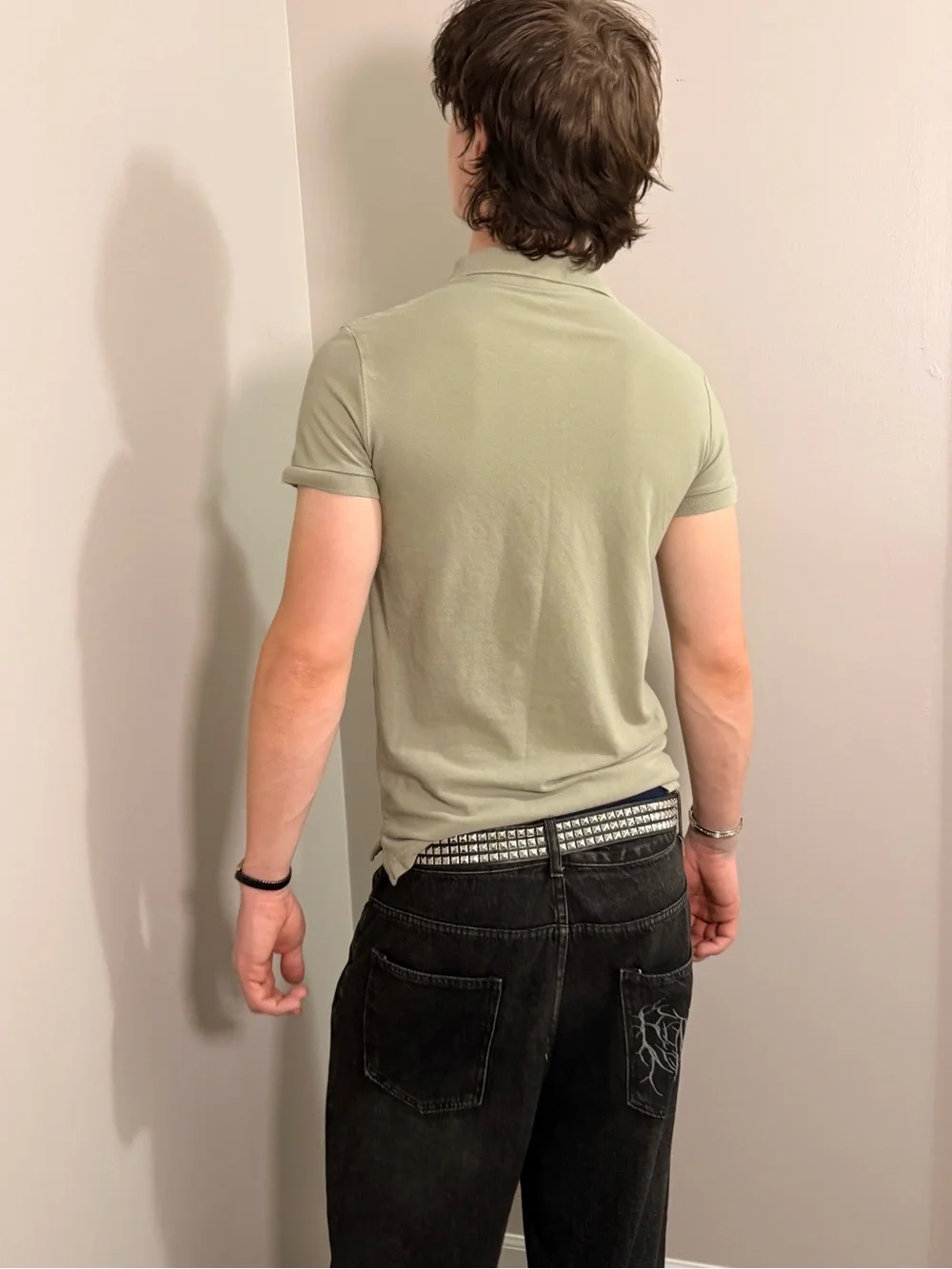 American Eagle Outfitters Light Sage Green Polo